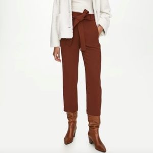 Aritzia Wilfred Tie Front Pant in Rustique High Rise Cropped Sz 6